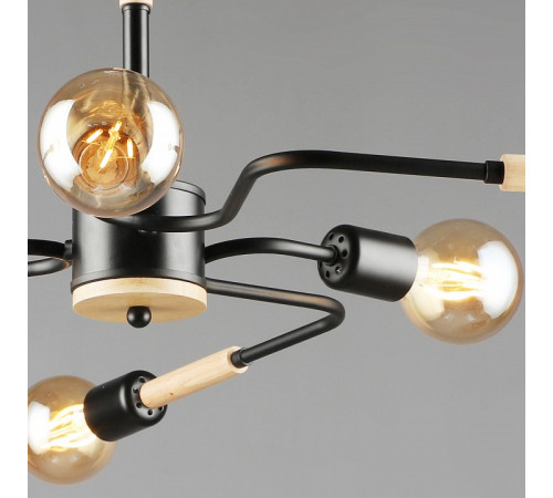 Люстра на штанге 10070 10070-0.3-06 BK+WOOD