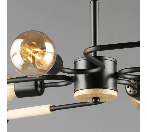 Люстра на штанге 10070 10070-0.3-08 BK+WOOD