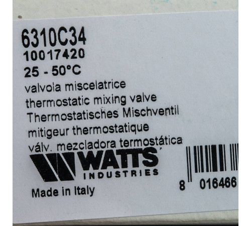 Клапан термостатический смесительный Watts AQUAMIX AM63C 3/4 ВН 25-50 °C 10017420