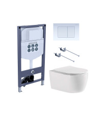 Комплект инсталляции 4 в 1 Aquatek Европа New-INS23-009 (рама INS-0000023 + кнопка KDI-0000009 + унитаз AQ1106L-00) New-INS23-009