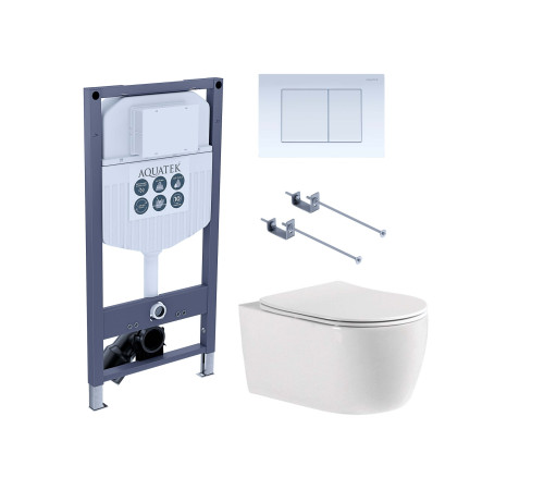Комплект инсталляции 4 в 1 Aquatek Европа New-INS23-009 (рама INS-0000023 + кнопка KDI-0000009 + унитаз AQ1106L-00) New-INS23-009
