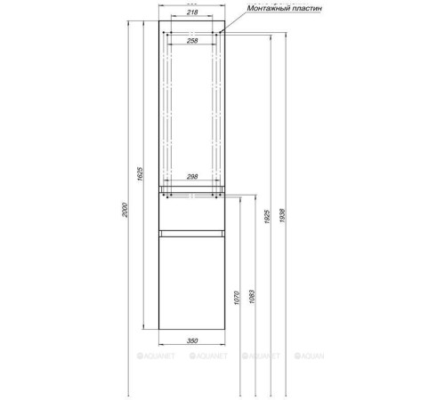 Шкаф-пенал Aquanet Нью Йорк 35 L шпон орех 00257886