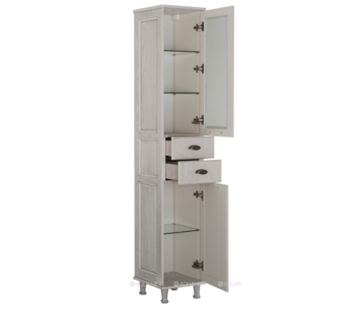 Шкаф-пенал Aquanet Тесса Декапе 35 жасмин серебро фасад стекло 00201808