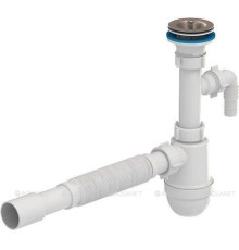 Сифон для раковины АНИ Пласт BM1315 с выпуском 1 1/4х32 мм и отводом BM1315