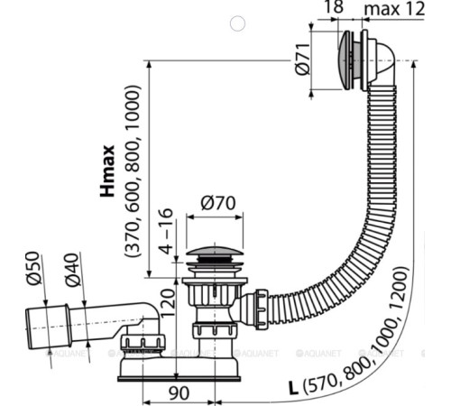 Сифон для ванны Alcaplast A504CKM Click-Clack металл A504CKM