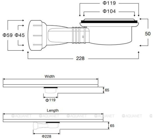 Сифон для поддона Vincea с гидрозатвором Vsph-D132