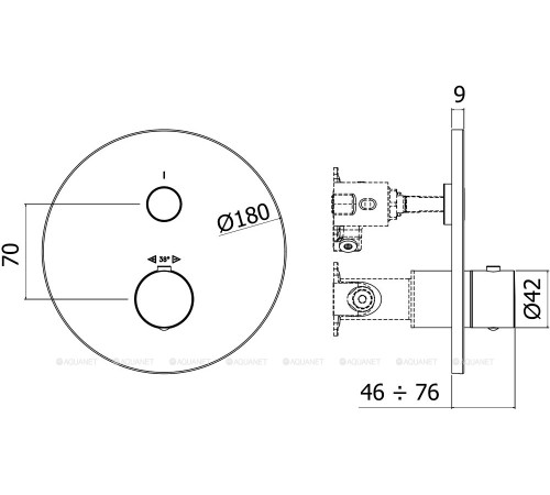 Термостат Paffoni Compact внешняя часть на 1 функцию медовое золото браш CPT013HGSP