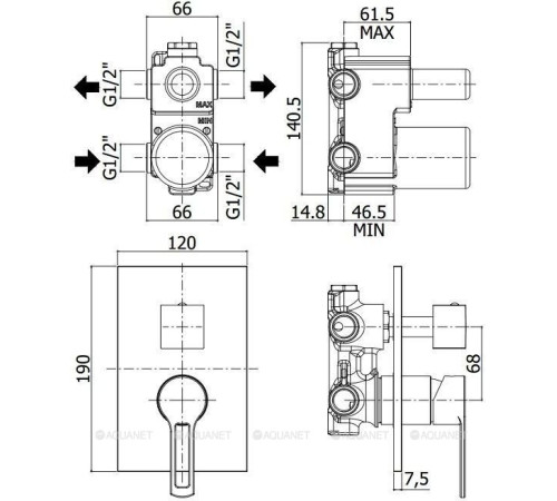 Смеситель встраиваемый для душа Paffoni RINGO на 2 выхода хром RIN018CR/M