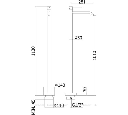 Смеситель для раковины отдельностоящий Paffoni LIGHT черный матовый LIG031NO