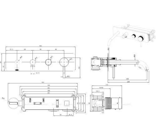 Смеситель для ванны Allen Brau Priority 3.0 встраиваемый черный матовый 5.31A05-31