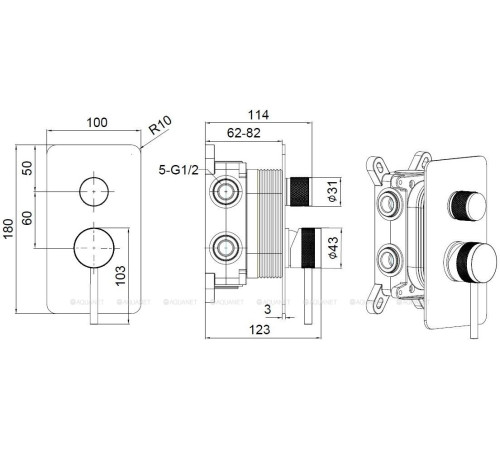 Смеситель встраиваемый Allen Brau Priority X3 на 3 выхода графит 5.31A11-MG