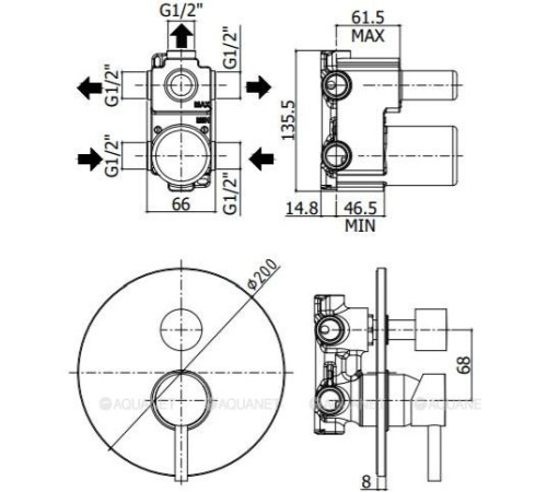 Смеситель для душа встраиваемый Paffoni STICK на 2 выхода хром SK018CR