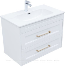 Тумба под раковину Aquanet Бостон New 80 белый сатин ручки золото 00347182