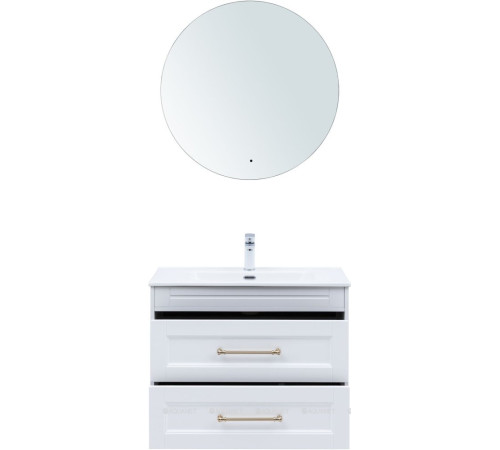 Тумба под раковину Aquanet Бостон New 80 белый сатин ручки золото 00347182
