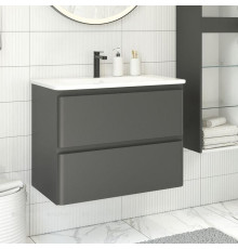 Тумба под раковину Aquanet Эмбер 80 2 ящика черный матовый 00330468
