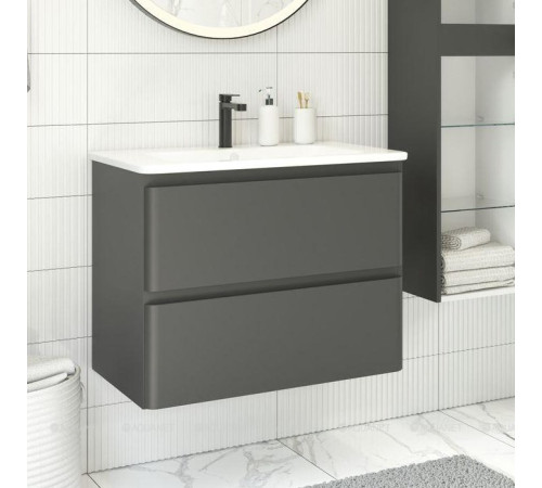 Тумба под раковину Aquanet Эмбер 80 2 ящика черный матовый 00330468