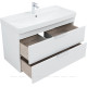 Тумба под раковину Aquanet Ирис new 100 подвесная 2 ящика белый глянец 00339280