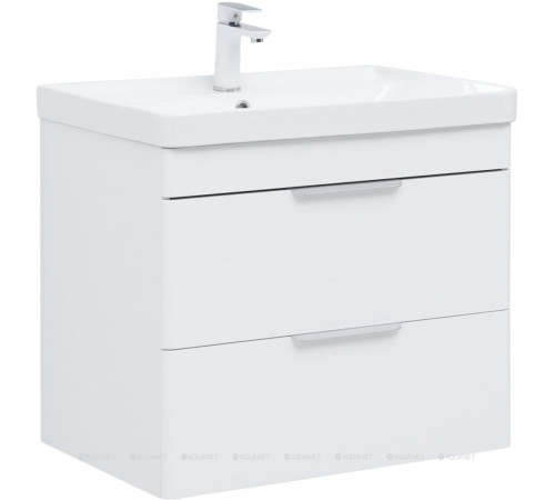 Тумба под раковину Aquanet Ирис new 70 подвесная 2 ящика белый глянец 00310145
