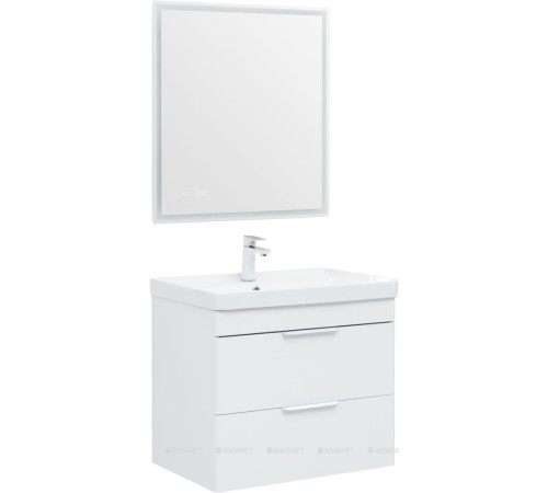 Тумба под раковину Aquanet Ирис new 70 подвесная 2 ящика белый глянец 00310145