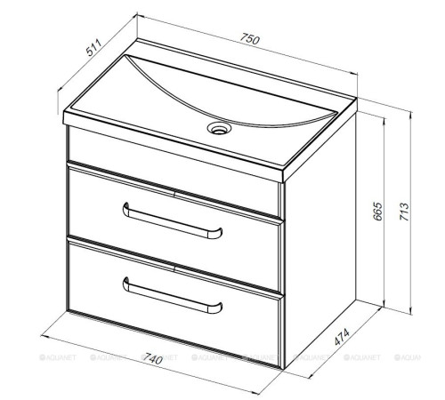 Тумба под раковину Aquanet Лукка 75 белый 00302397