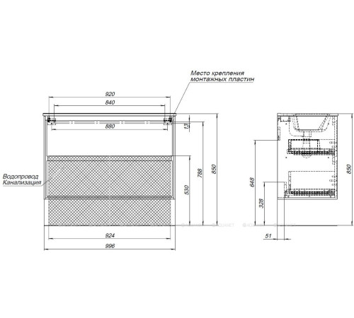 Тумба под раковину Aquanet Милан 100 дуб рошелье 00336375