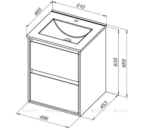 Тумба под раковину Aquanet Милан 50 дуб светлый 00336381