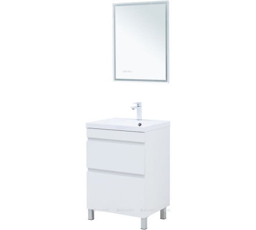 Тумба под раковину Aquanet Нота New 58 напольная 2 ящика белый глянец 00344141