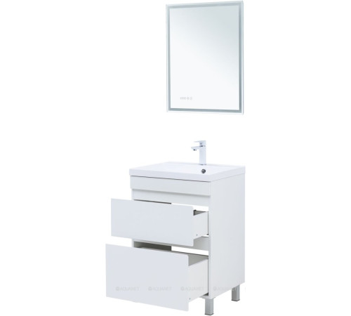 Тумба под раковину Aquanet Нота New 58 напольная 2 ящика белый глянец 00344141