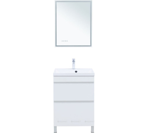 Тумба под раковину Aquanet Нота New 58 напольная 2 ящика белый глянец 00344141