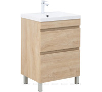 Тумба под раковину Aquanet Нота New 58 напольная 2 ящика дуб светлый 00344140