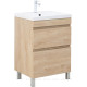 Тумба под раковину Aquanet Нота New 58 напольная 2 ящика дуб светлый 00344140