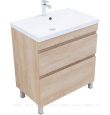 Тумба под раковину Aquanet Нота New 75 напольная 2 ящика дуб светлый 00344143