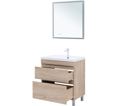 Тумба под раковину Aquanet Нота New 75 напольная 2 ящика дуб светлый 00344143