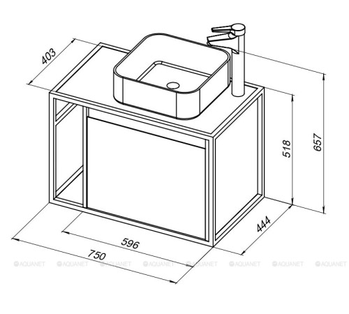 Тумба под раковину Aquanet Nova Lite LOFT 75 R дуб рустикальный 00261657