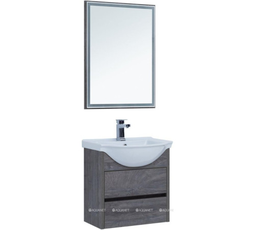 Тумба с раковиной Aquanet Сидней 60 дуб рошелье раковина Аква 00243668