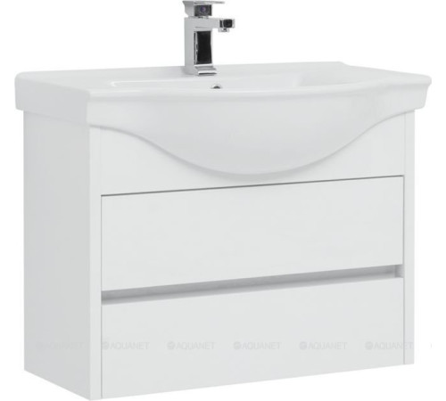 Тумба с раковиной Aquanet Сидней 80 белый глянец раковина Аква 00243669