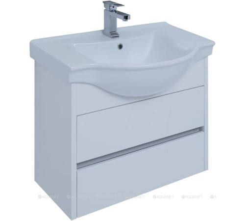 Тумба с раковиной Aquanet Сидней 80 белый глянец раковина Аква 00243669