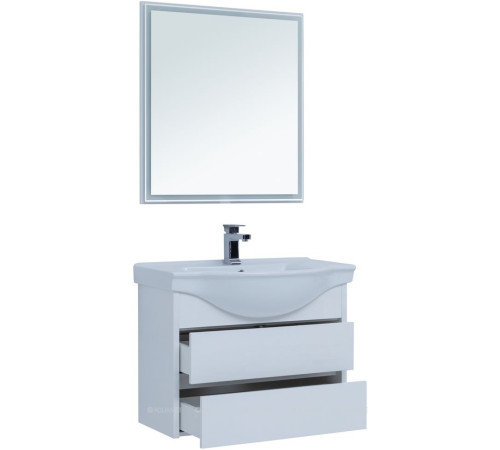 Тумба с раковиной Aquanet Сидней 80 белый глянец раковина Аква 00243669