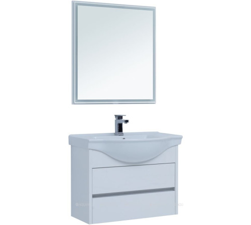 Тумба с раковиной Aquanet Сидней 80 белый глянец раковина Аква 00243669