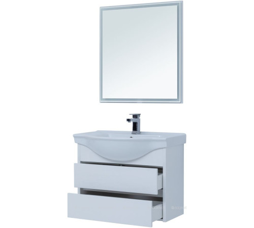 Тумба с раковиной Aquanet Сидней 80 белый глянец раковина Аква 00243669