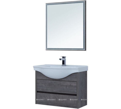 Тумба с раковиной Aquanet Сидней 80 дуб рошелье раковина Аква 00243670