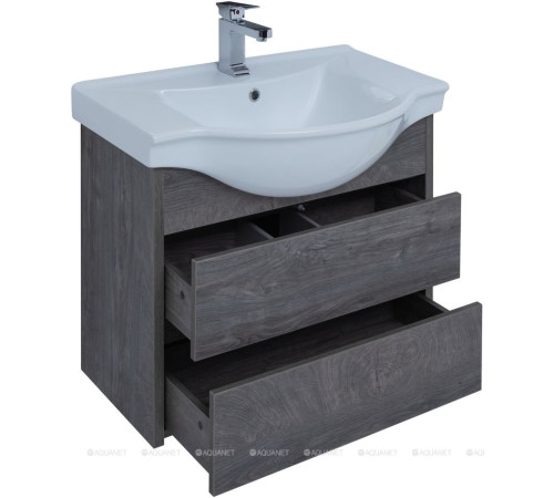 Тумба с раковиной Aquanet Сидней 80 дуб рошелье раковина Аква 00243670