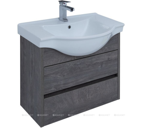 Тумба с раковиной Aquanet Сидней 80 дуб рошелье раковина Аква 00243670