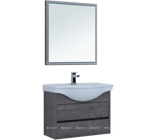 Тумба с раковиной Aquanet Сидней 80 дуб рошелье раковина Аква 00243670