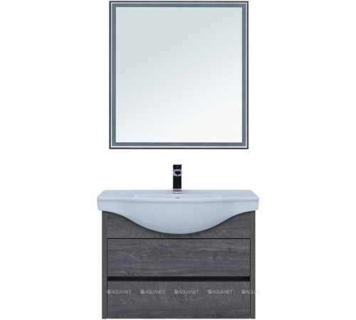 Тумба с раковиной Aquanet Сидней 80 дуб рошелье раковина Аква 00243670