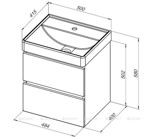 Тумба под раковину Aquanet Вега 50 2 ящика мисти грин 00329600