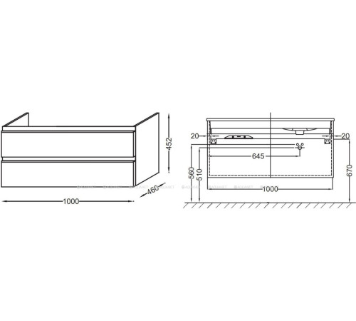 Тумба под раковину Jacob Delafon Vox 1000x460x452 мм 2 ящика Светло-коричневый матовый EB2025-RA-M65