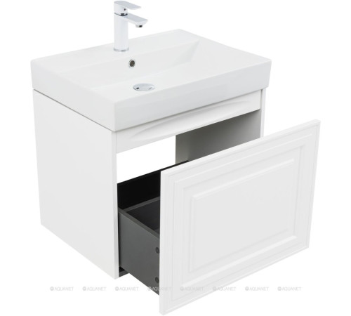 Тумба с раковиной Aquanet Агата 60 1 ящик белый сатин 00348184