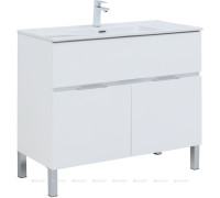 Тумба с раковиной Aquanet Алвита new 100 напольная 1 ящик 2 двери белый матовый 00274185