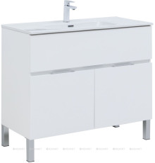 Тумба с раковиной Aquanet Алвита new 100 напольная 1 ящик 2 двери белый матовый 00274185